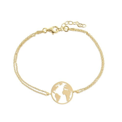 Pulsera plata mapa mundo 15mm - LAD7101BR-D
