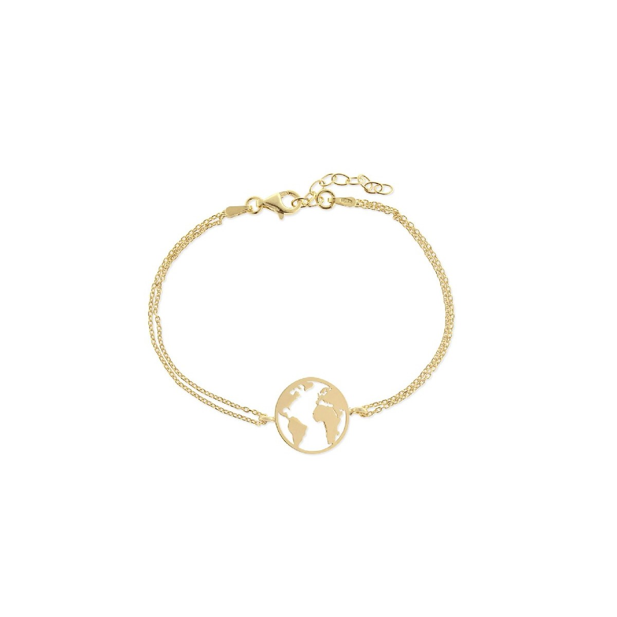 Pulsera plata mapa mundo 15mm - LAD7101BR-D