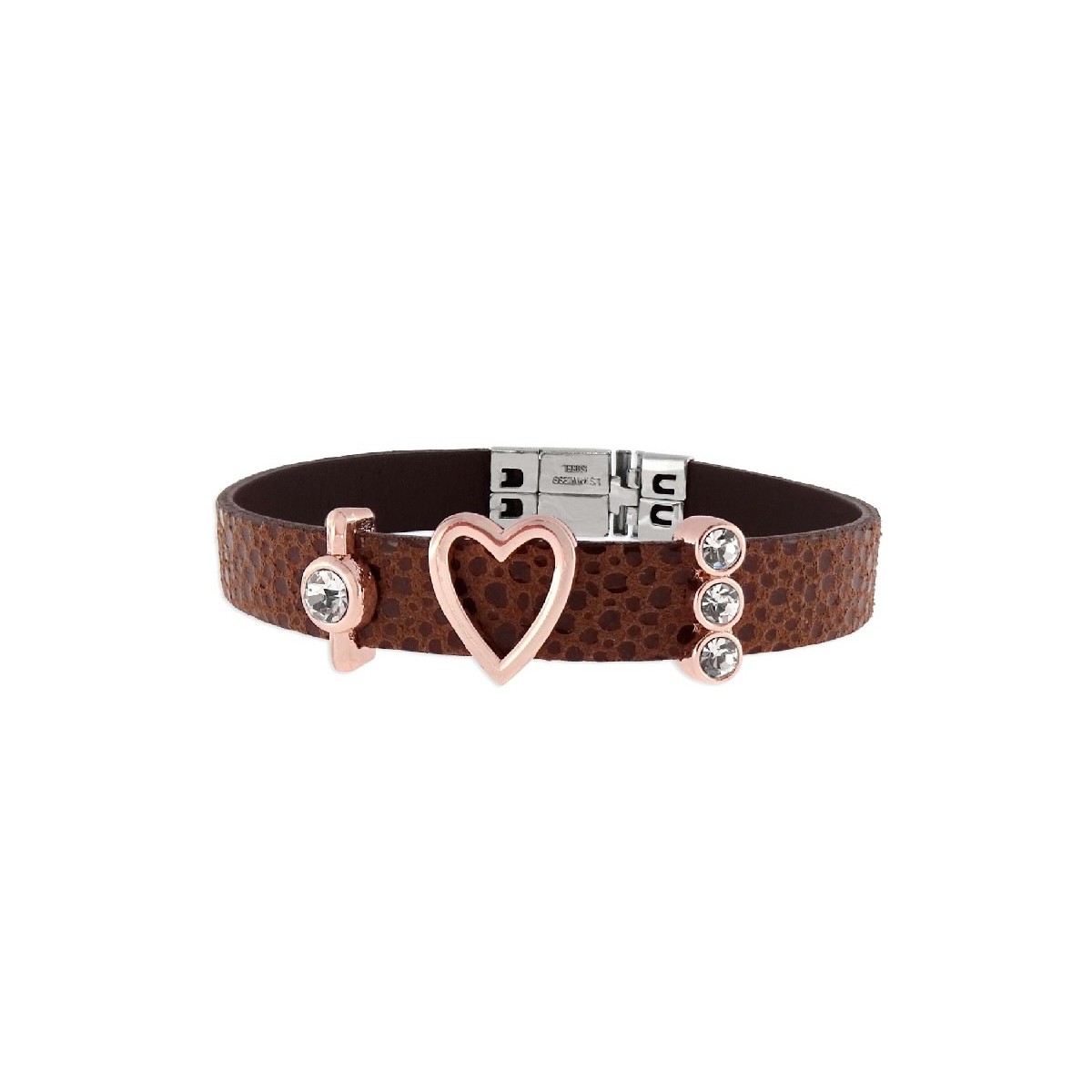 Pulsera piel acero, alloy y circonitas - LMBRP14