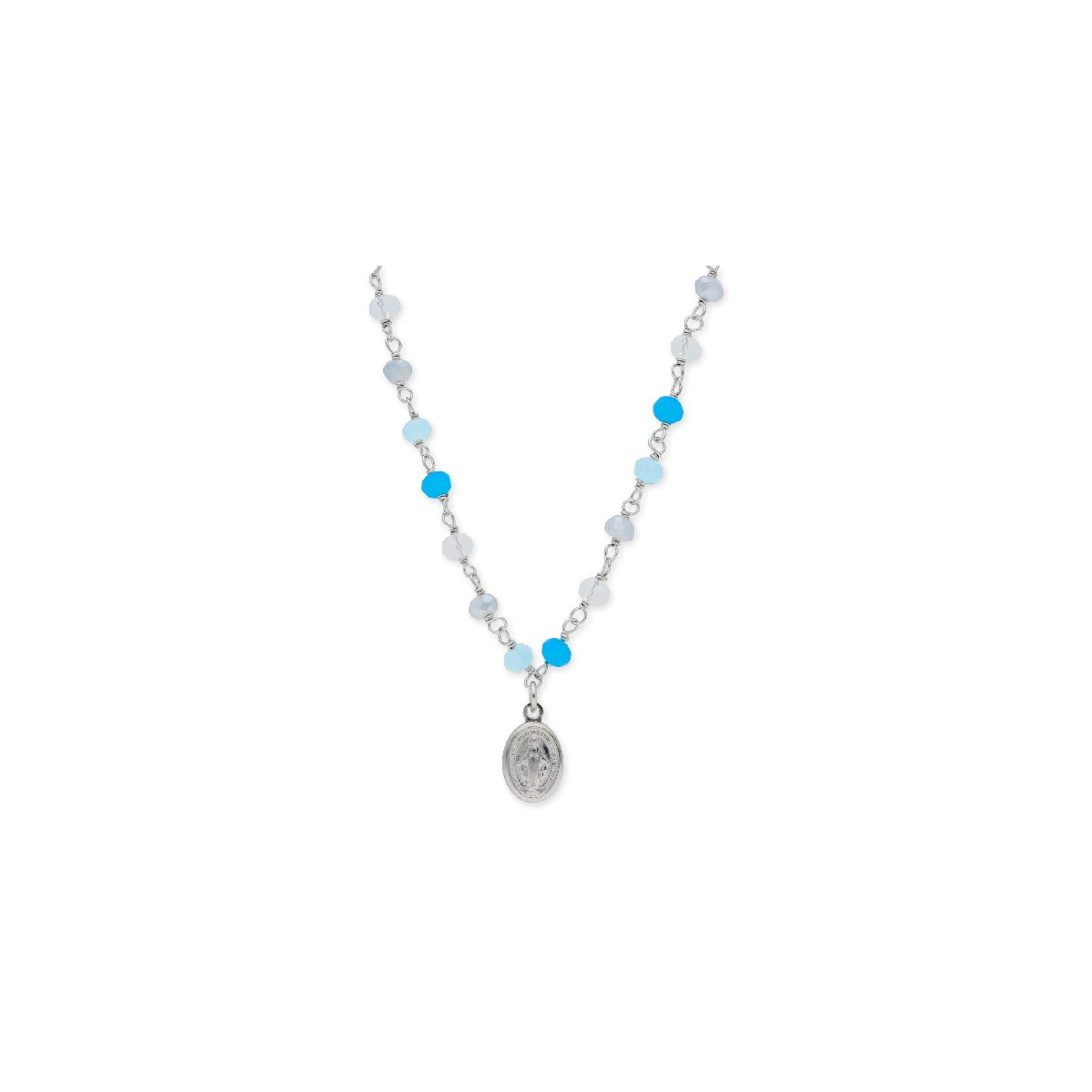Collar plata y piedras naturales - LAD1106CL