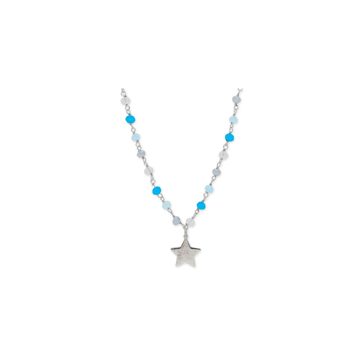Collar plata y piedras naturales - LAD1104CL