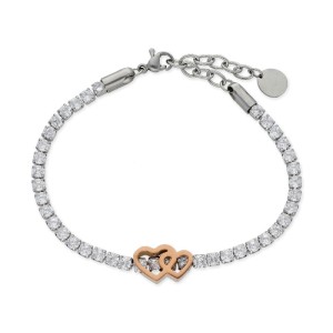 Pulsera corazones acero y circonitas - RIM02-R
