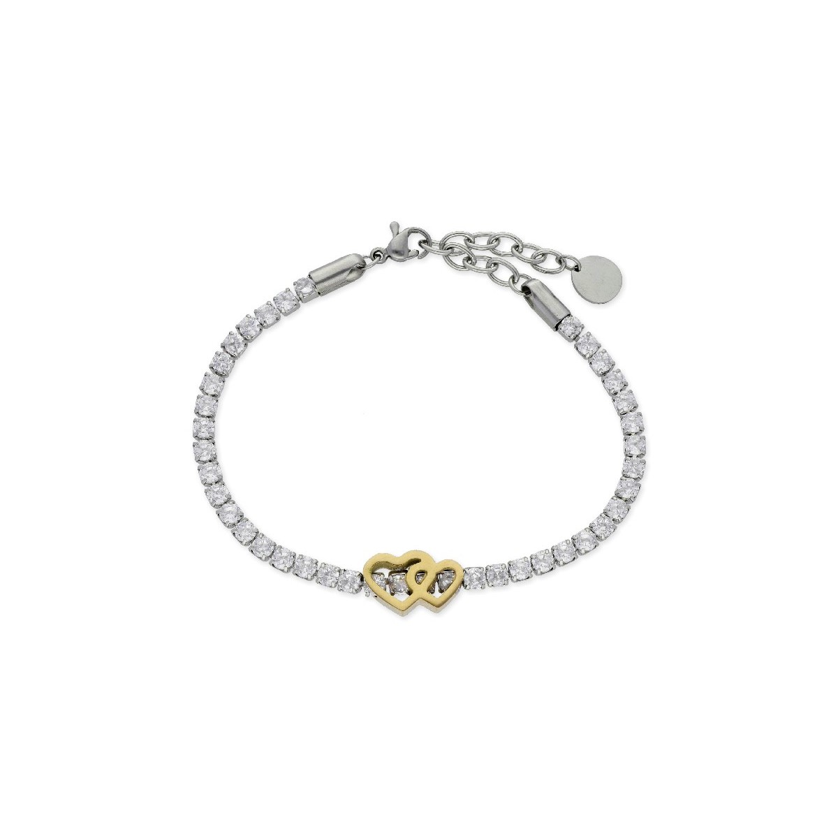 Pulsera corazones acero y circonitas - RIM02-D