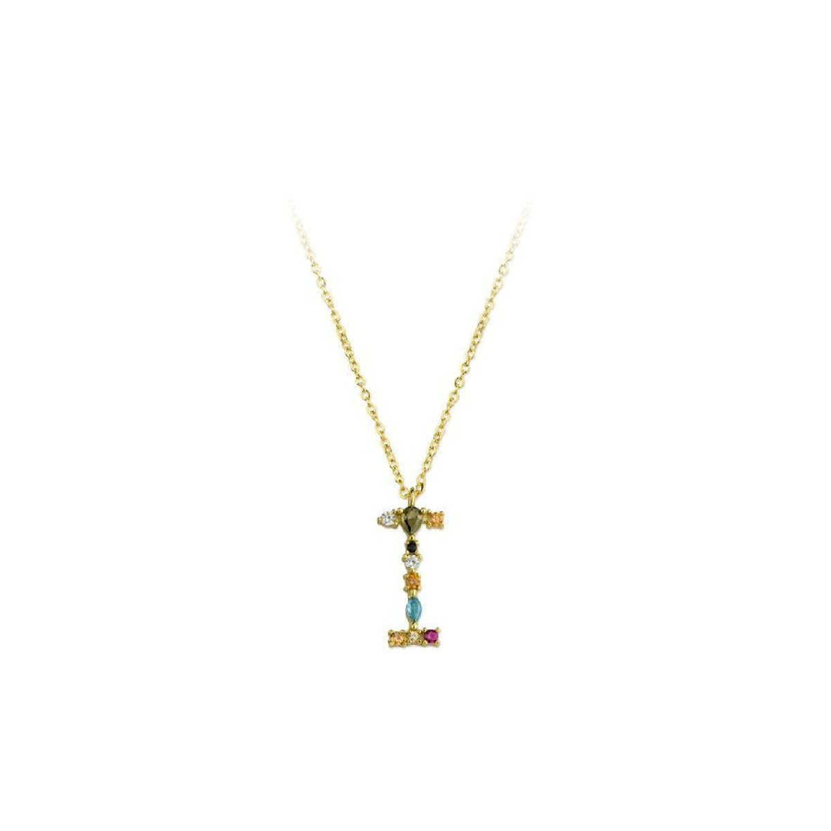 Colgante letra plata y circonitas - LET01CL-ID