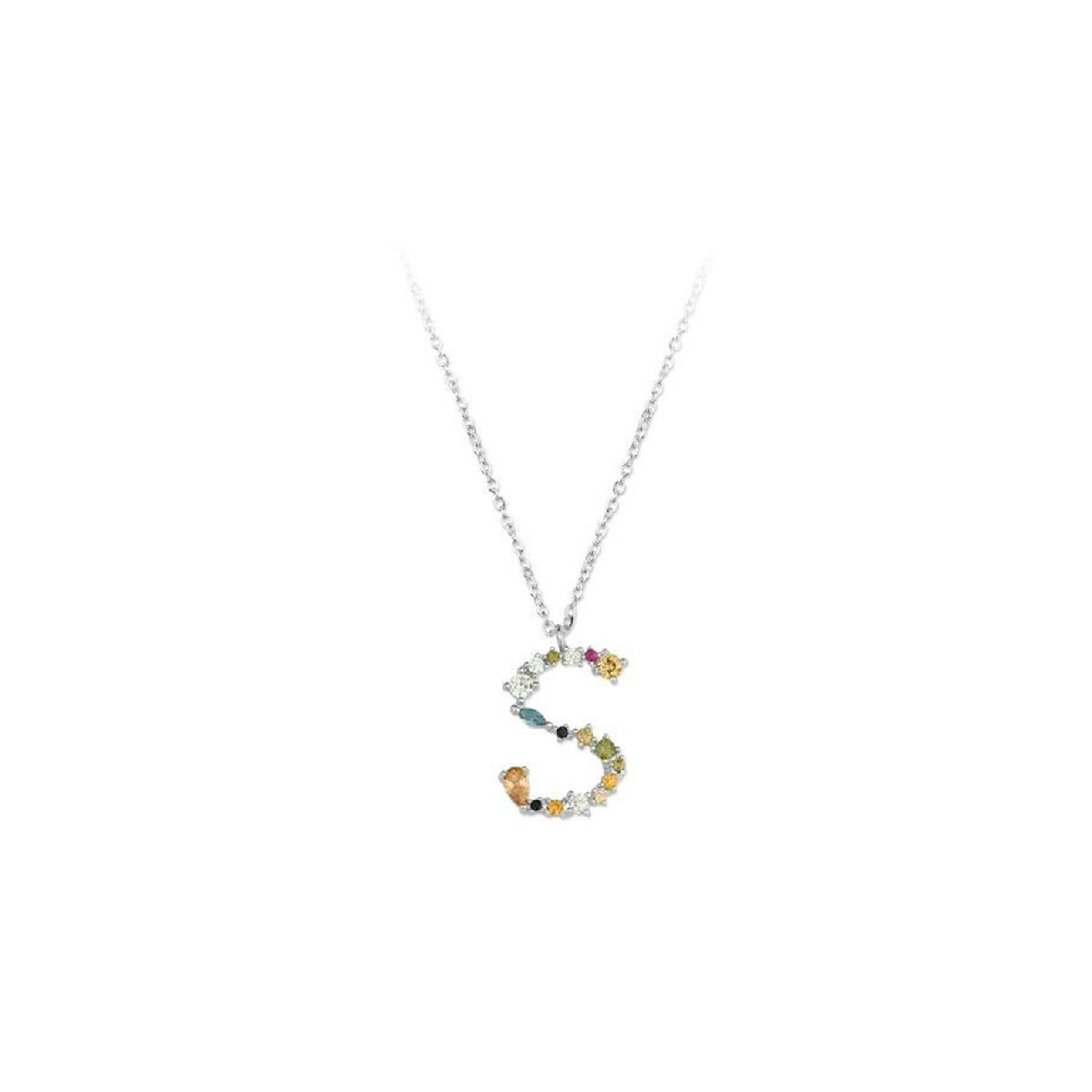 Colgante letra plata y circonitas - LET01CL-S