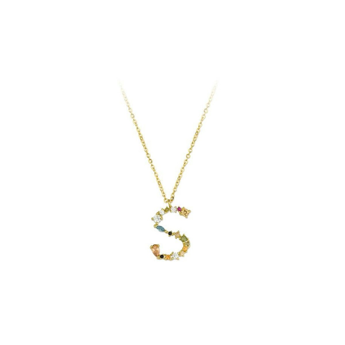 Colgante letra plata y circonitas - LET01CL-SD