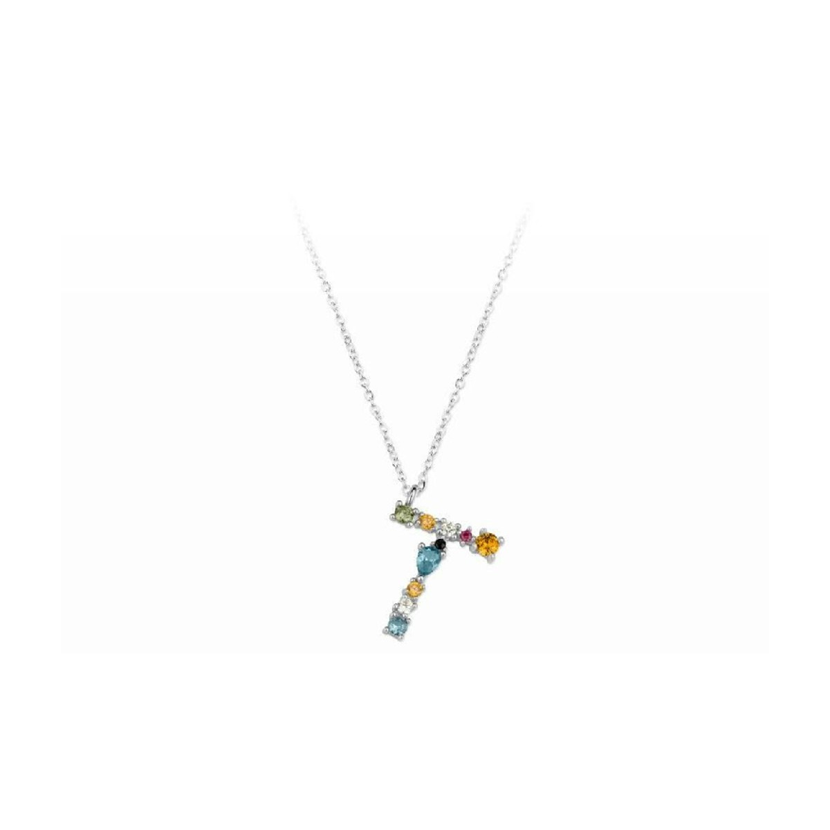 Colgante letra plata y circonitas - LET01CL-T