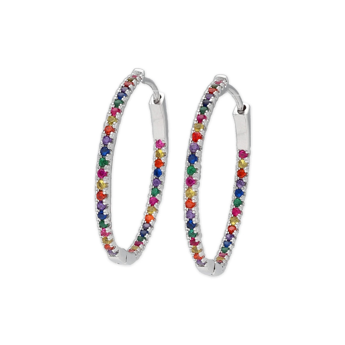 Pendientes plata y circonitas 28mm - MED143A