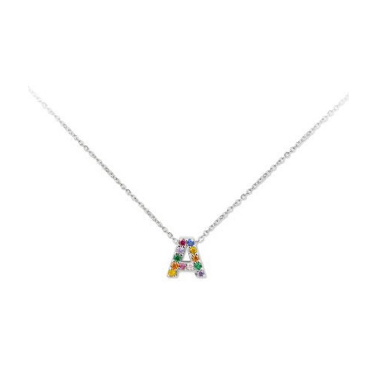 Colgante letra plata y circonitas - 1cm - LET02CL-A