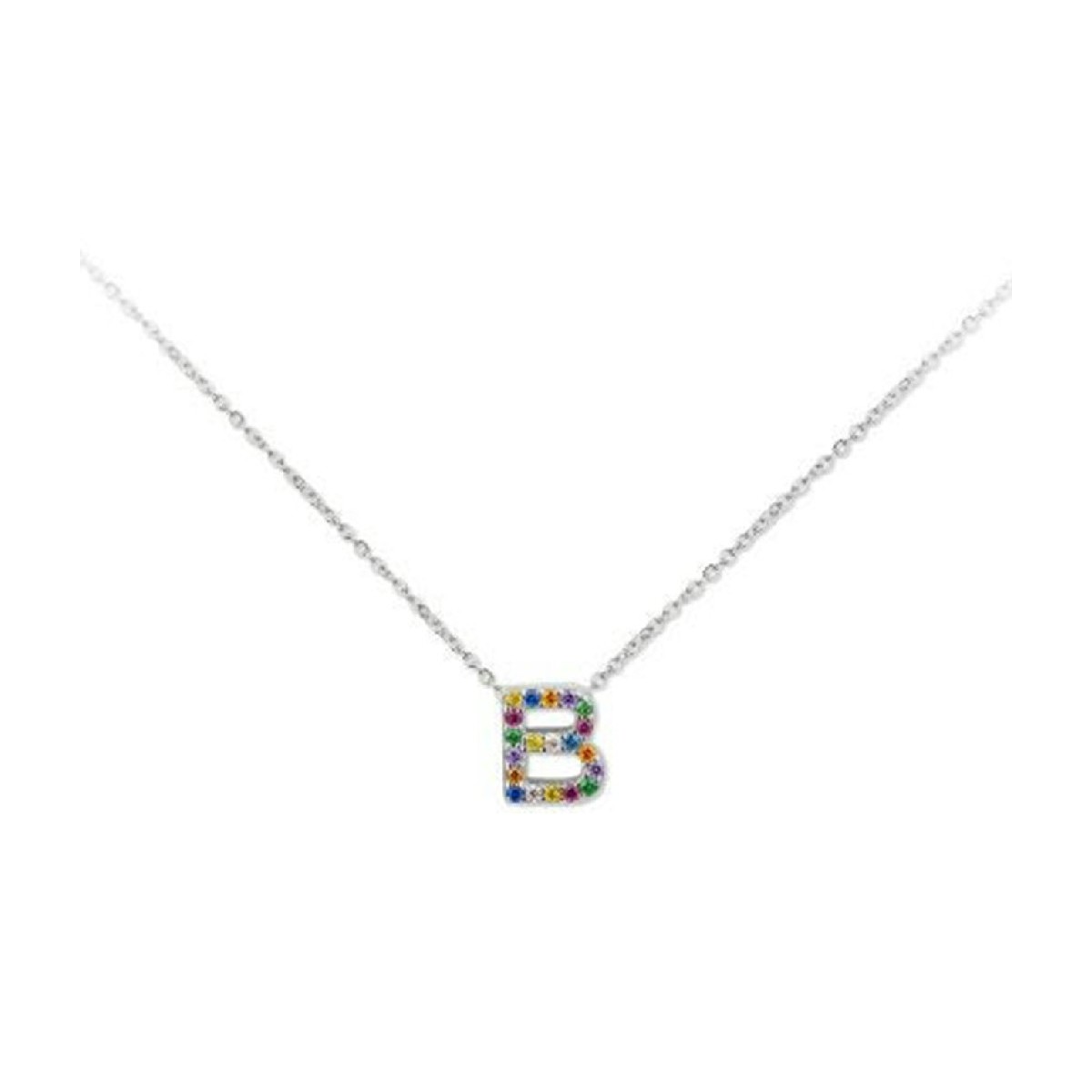 Colgante letra plata y circonitas  - 1cm - LET02CL-B