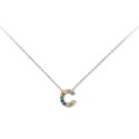 Colgante letra plata y circonitas-1cm - LET02CL-C