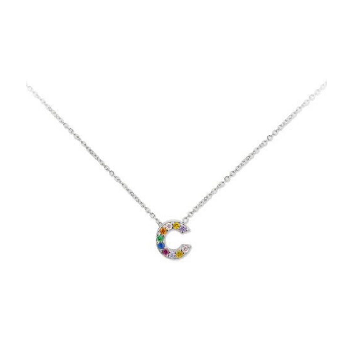 Colgante letra plata y circonitas-1cm - LET02CL-C