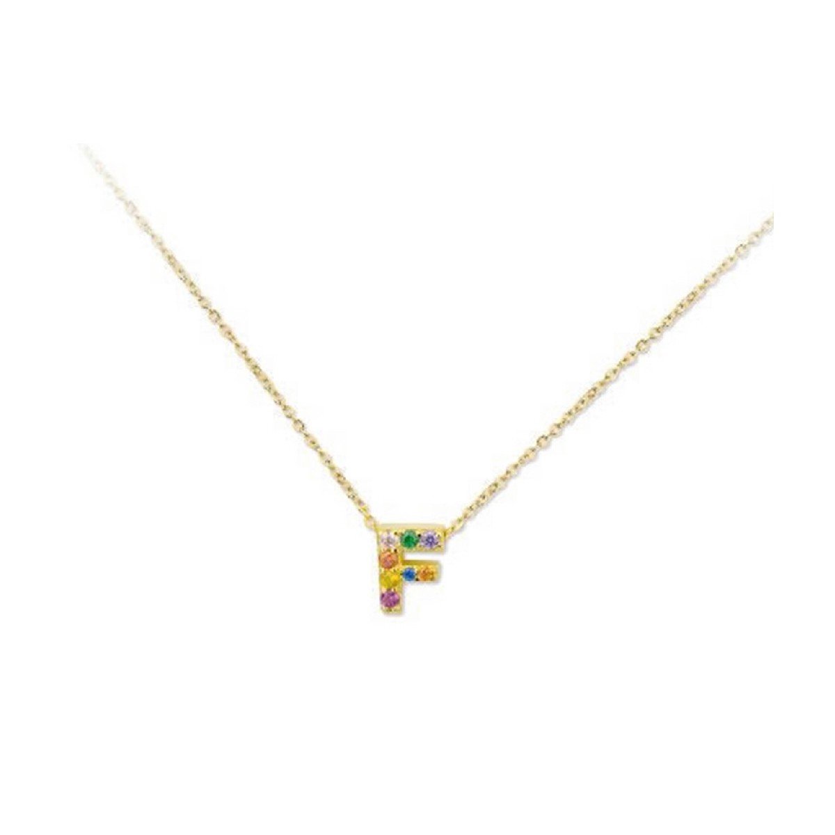 Colgante letra plata y circonitas-1cm - LET02CL-FD