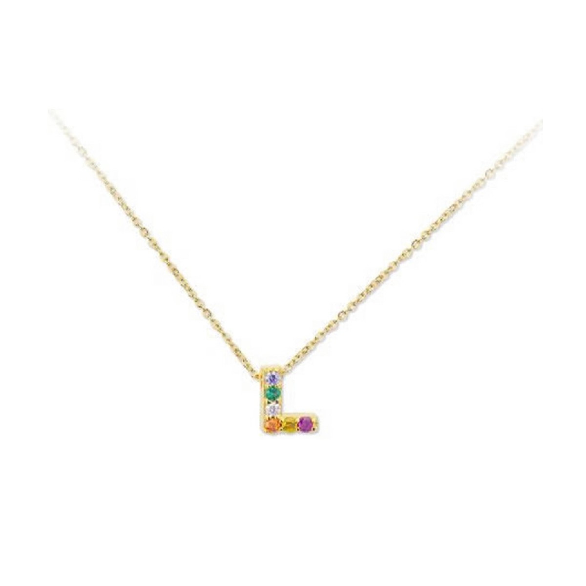 Colgante letra plata y circonitas-1cm - LET02CL-LD