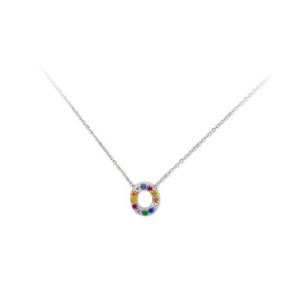 Colgante letra plata y circonitas1cm - LET02CL-O