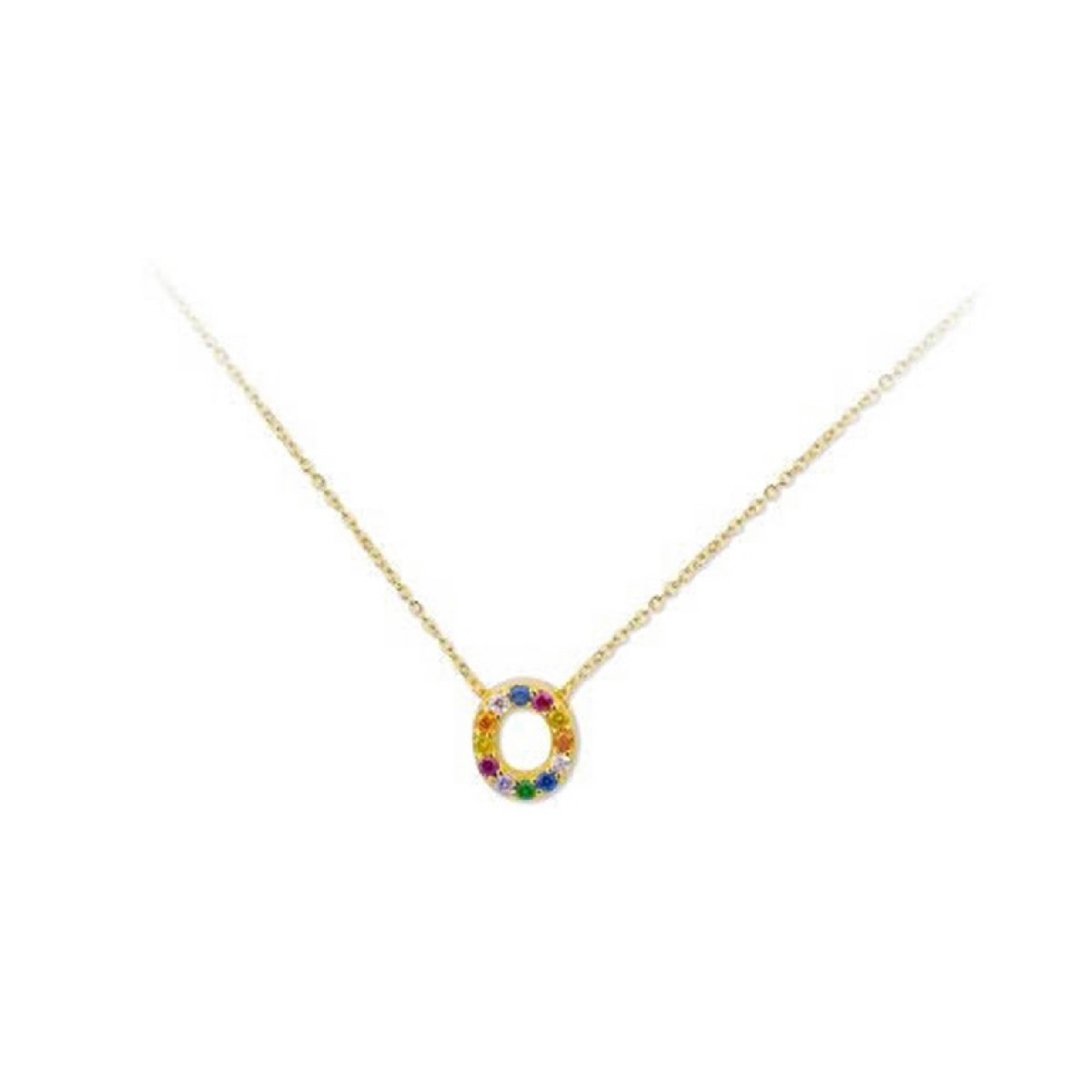 Colgante letra plata y circonitas-1cm - LET02CL-OD