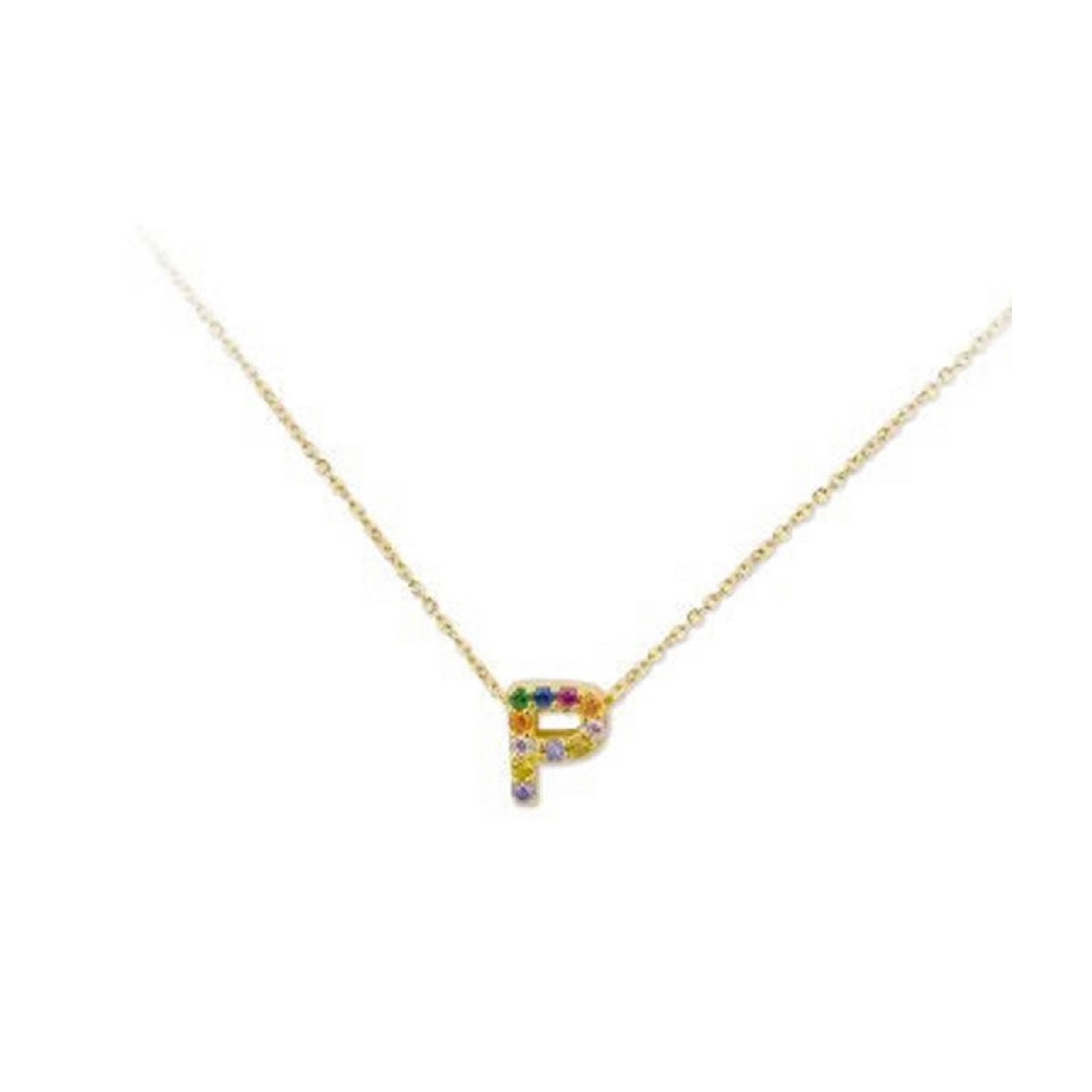 Colgante letra plata y circonitas-1cm - LET02CL-PD