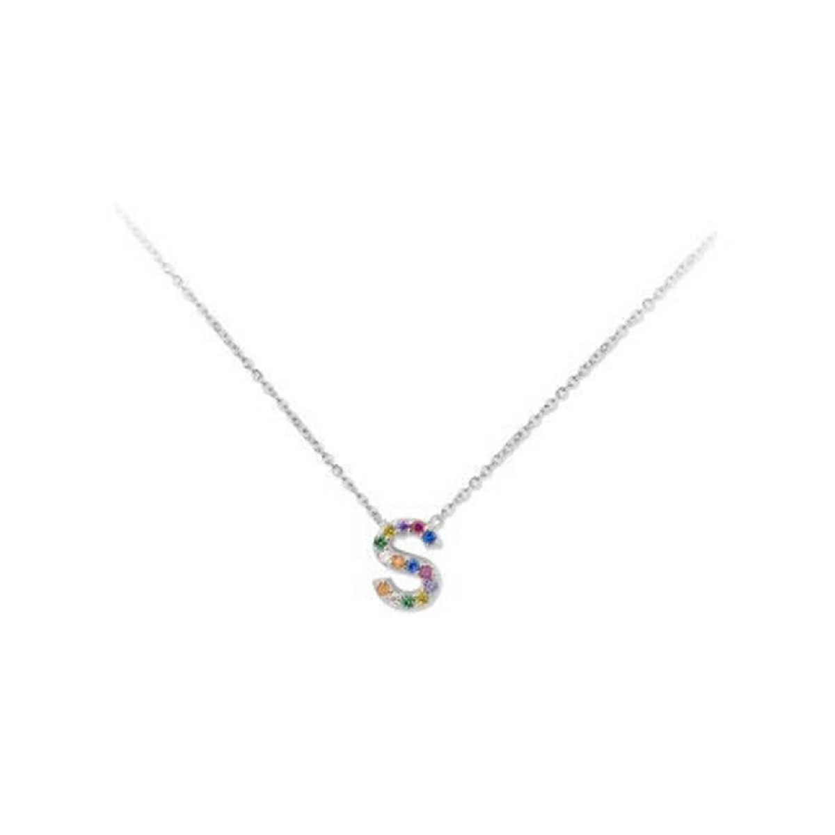 Colgante letra plata y circonitas-1cm - LET02CL-S