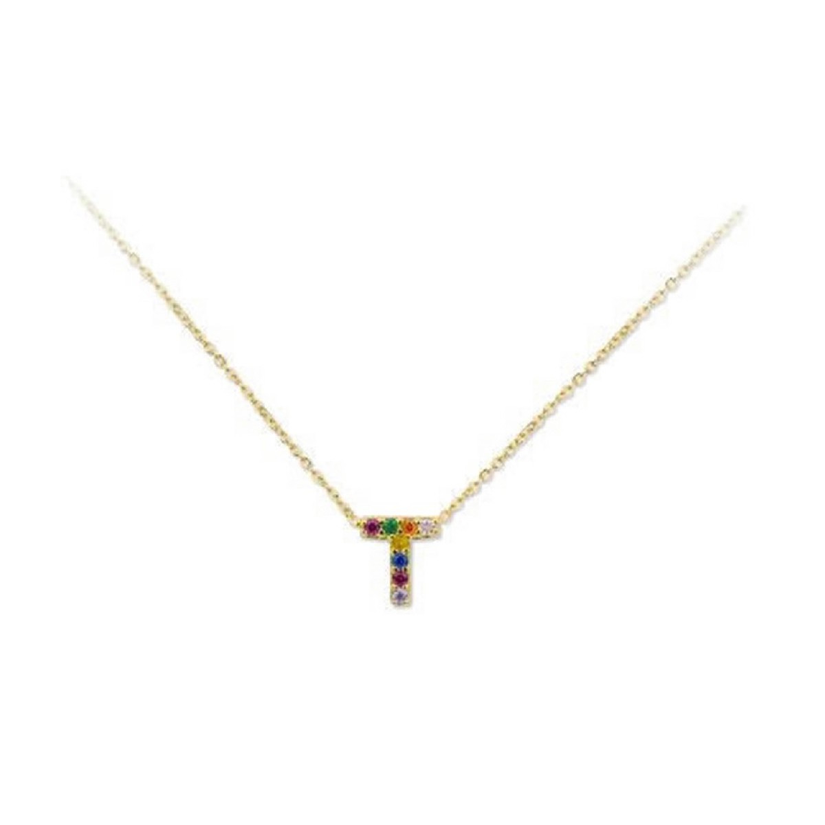 Colgante letra plata y circonitas-1cm - LET02CL-TD