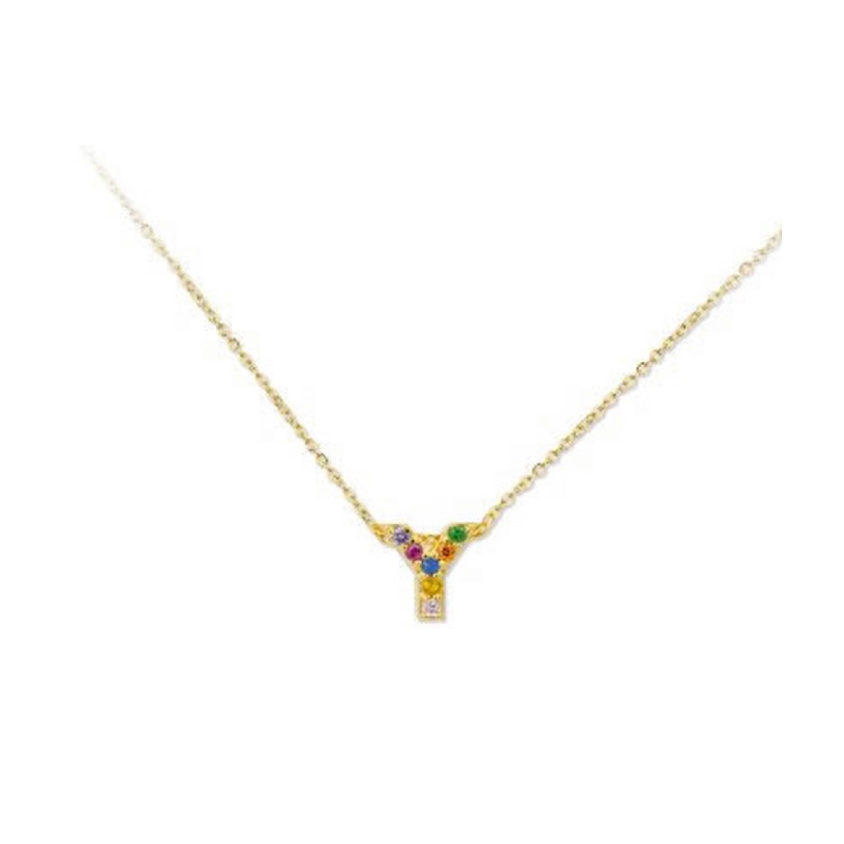 Colgante letra plata y circonitas-1cm - LET02CL-YD