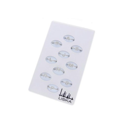 Pack 10 anillos letra plata y circonitas - LET06PACK