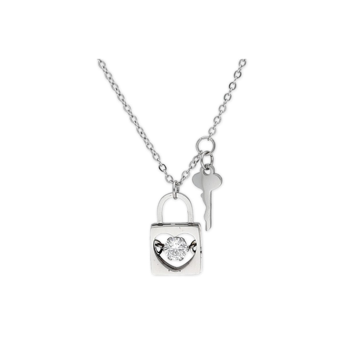 Colgante acero candado y llave-41cm - CH019CL