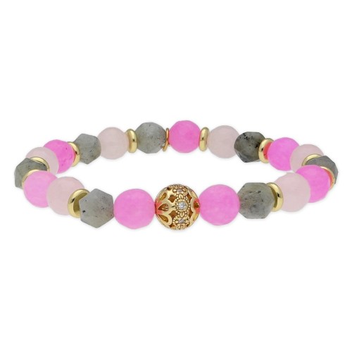 Pulsera acero, circo y piedras naturales - SHA083