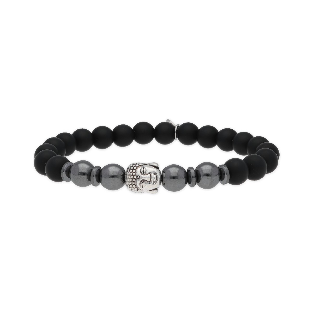 Pulsera acero budha y piedras naturales - BALI003BR