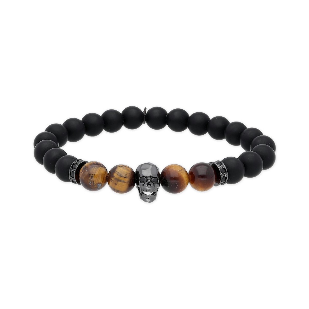 Pulsera acero calavera y piedras natural - RB088BR
