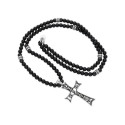 Collar cruz acero y ónix 6mm 81cm - RB079CL