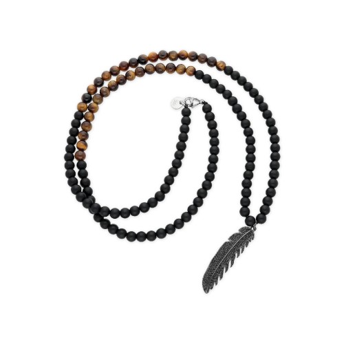 Collar aceo, ónix y ojo tigre 6mm 81cm - RB080CL