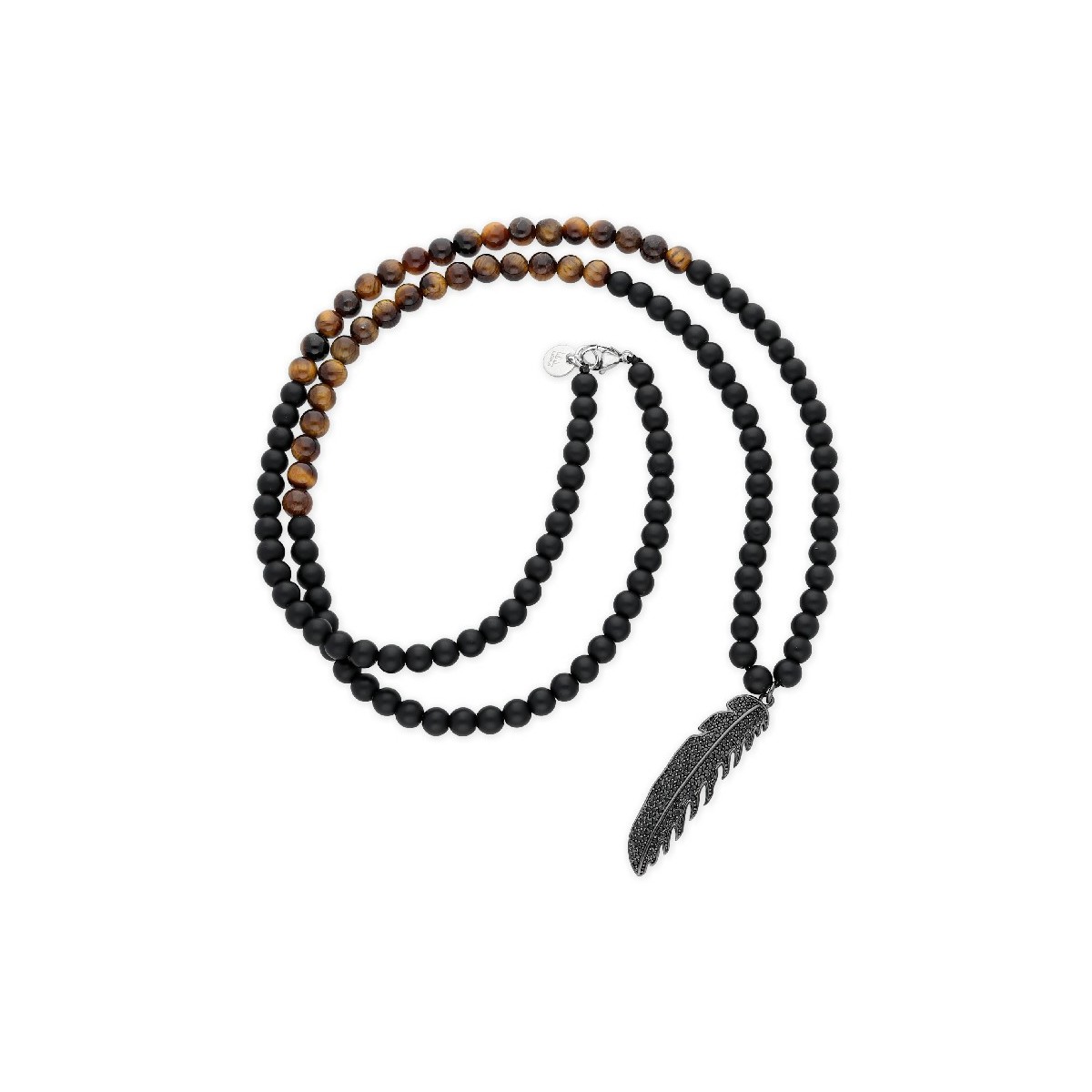 Collar aceo, ónix y ojo tigre 6mm 81cm - RB080CL