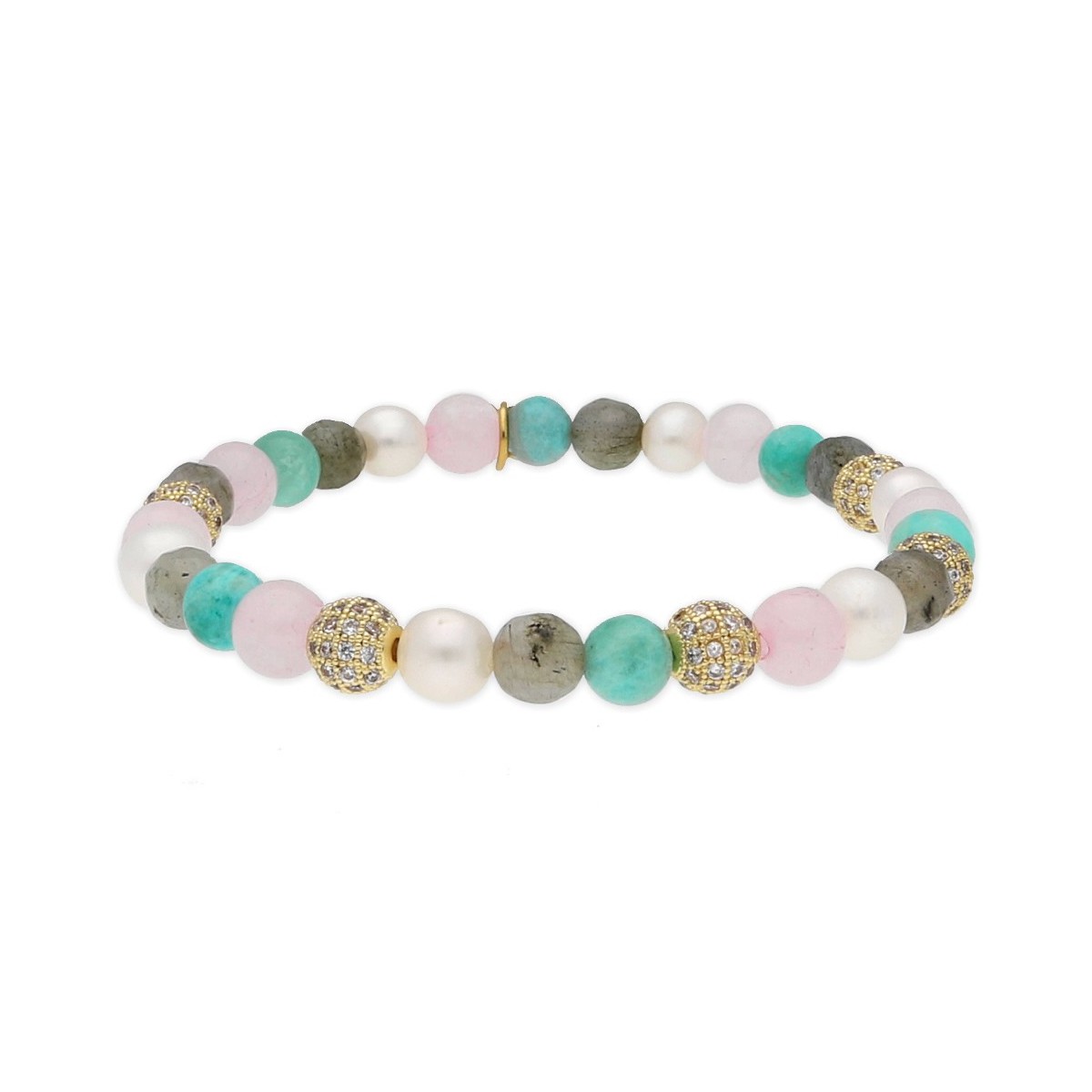 Pulsera acero, circo y piedras naturales - SHA086