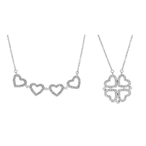 Colgante trébol corazones plata y circonitas - LAD7070CL