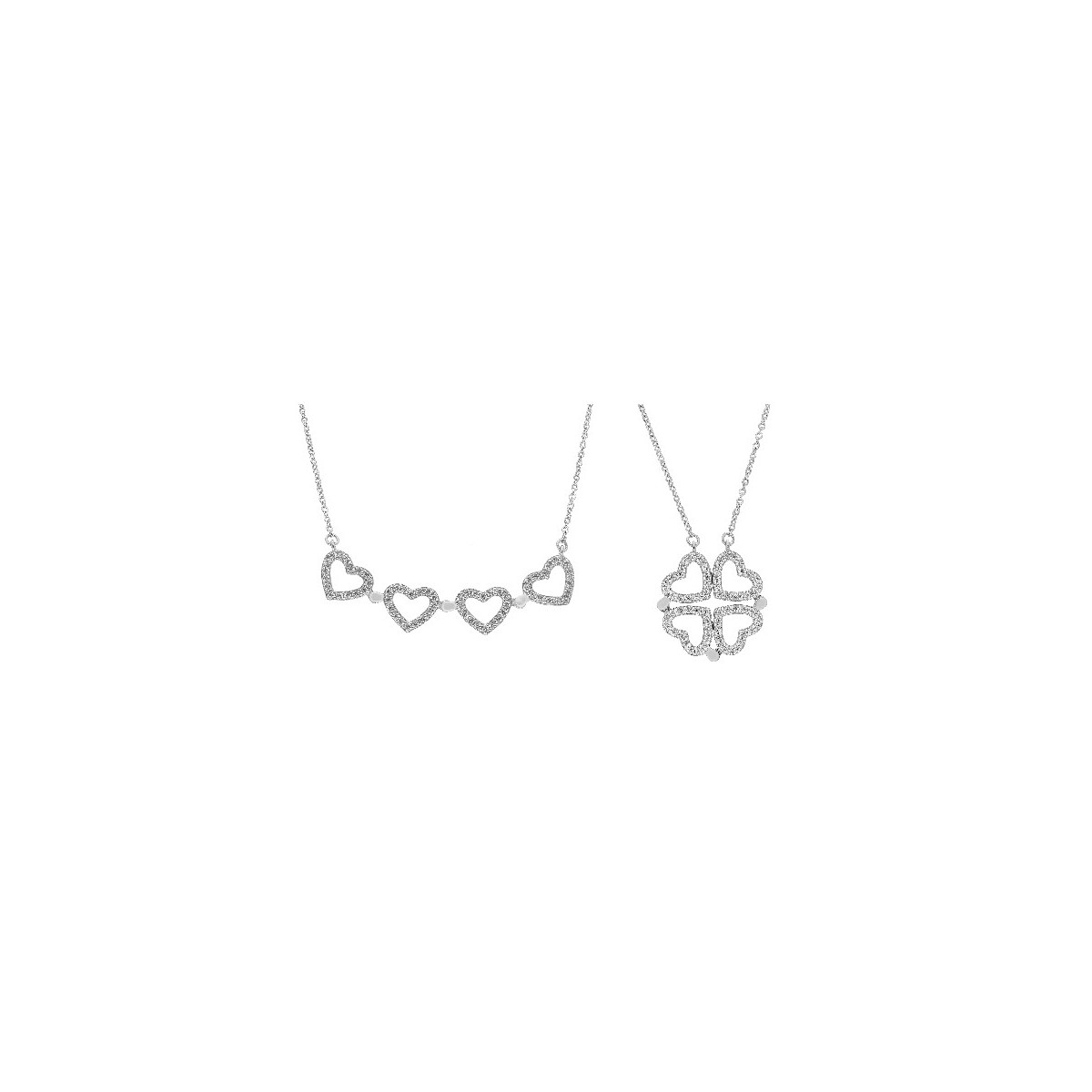 Colgante trébol corazones plata y circonitas - LAD7070CL