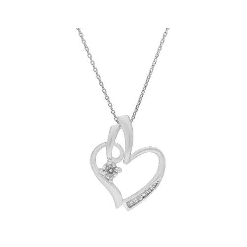 Colgante corazón plata y circonitas - LAD7062CL