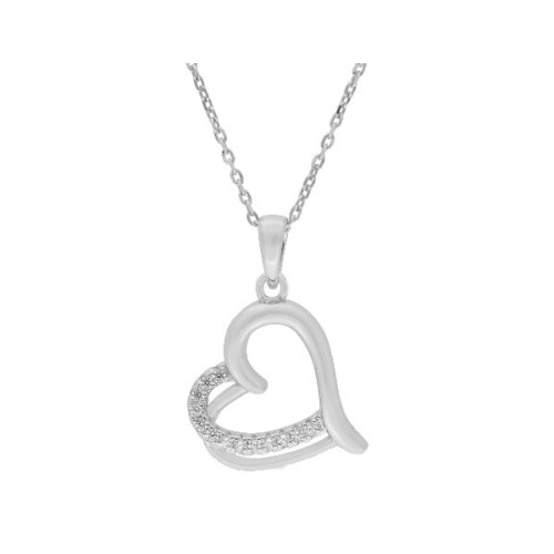 Colgante corazón plata y circonitas - LAD7066CL