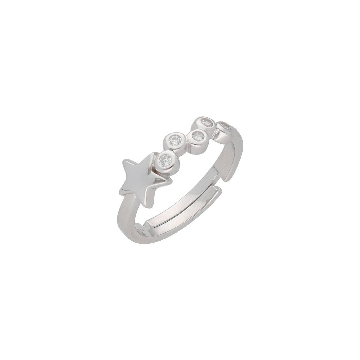 Anillo estrella plata y circonitas - LAD7089AN