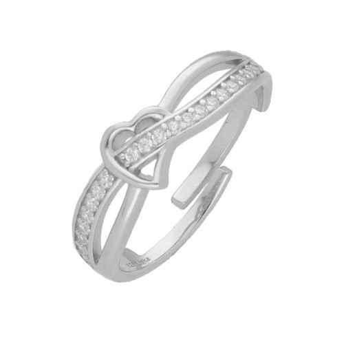 Anillo corazón plata y circonitas - LAD7082AN