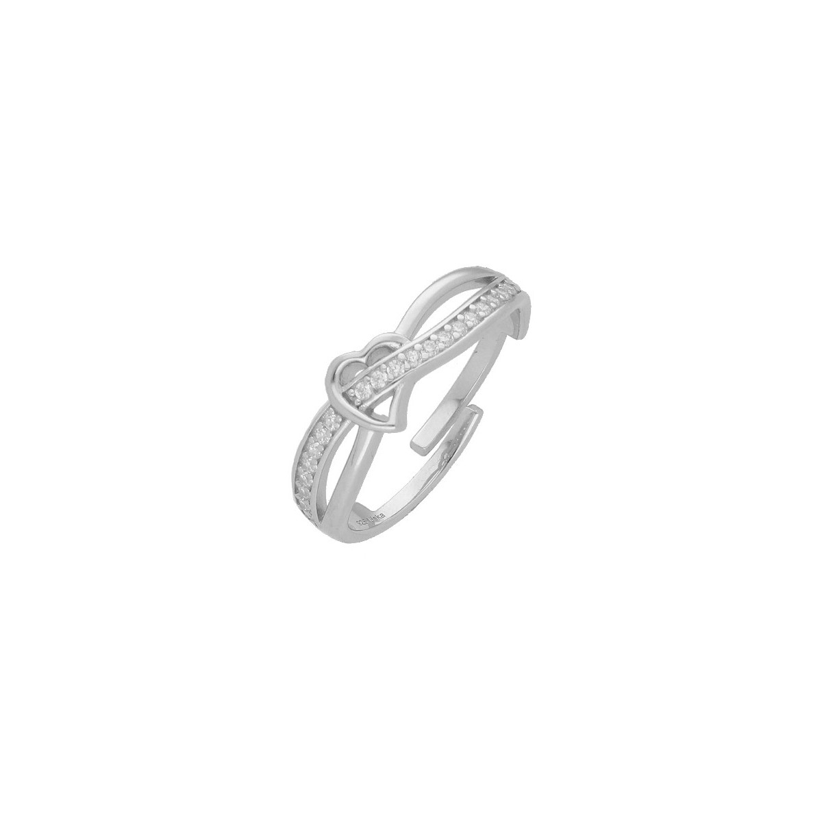 Anillo corazón plata y circonitas - LAD7082AN