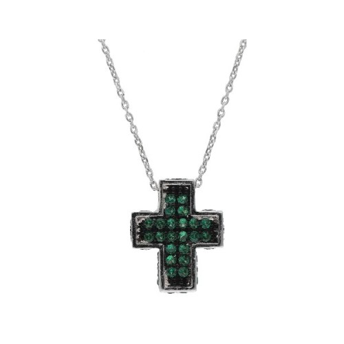 Colgante cruz plata y circonitas - LAD4643CL-V