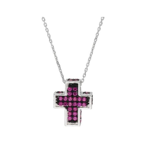 Colgante cruz plata y circonitas - LAD4643CL-R