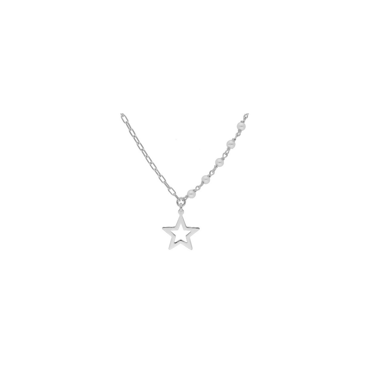 Collar plata estrella y perlas - LAF6278CL