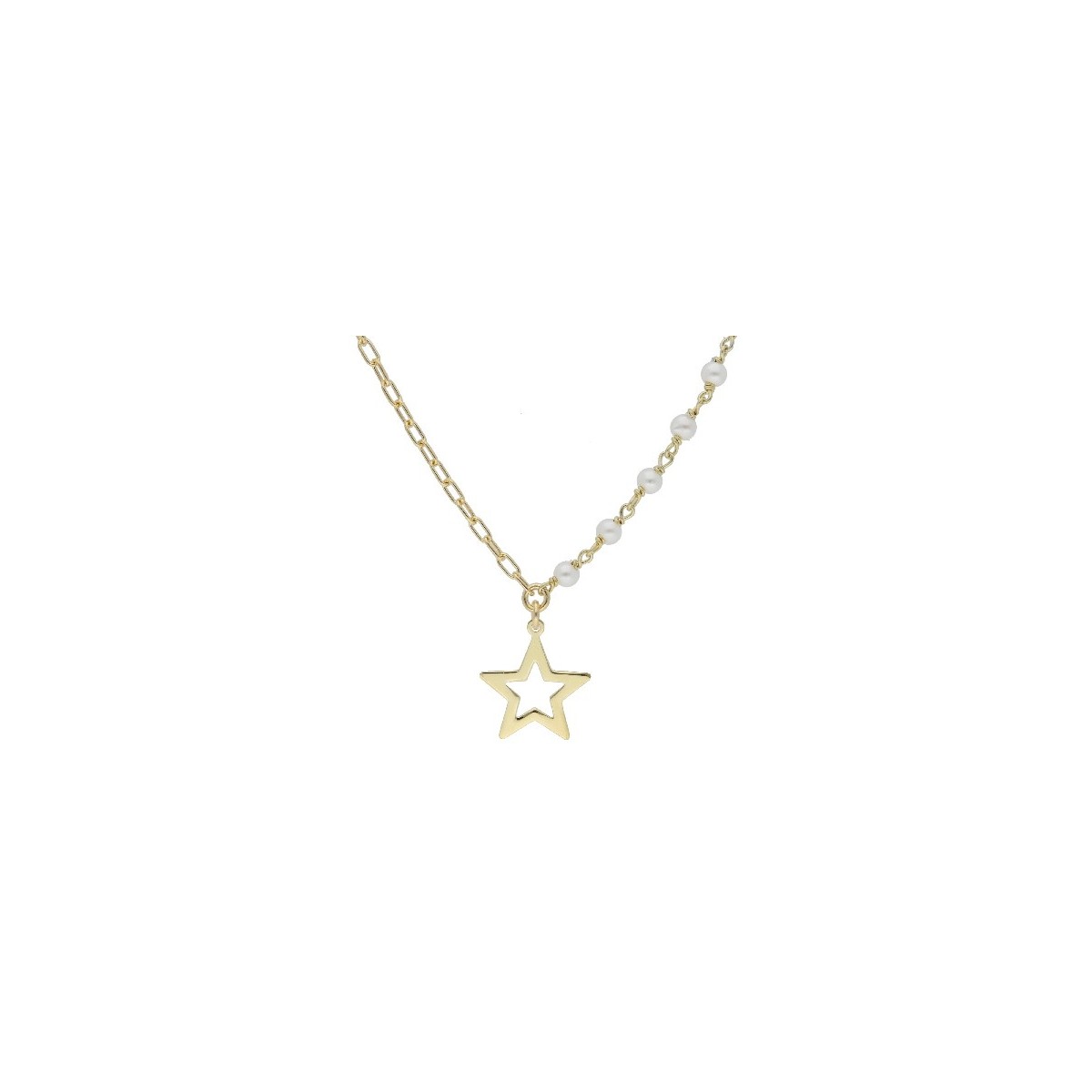 Collar estrella plata y perlas - LAF6278CL-D