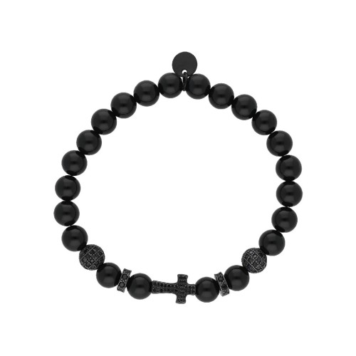 Pulsera cruz acero y piedras naturales - RB132BR
