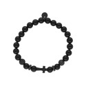 Pulsera cruz acero y piedras naturales - RB132BR