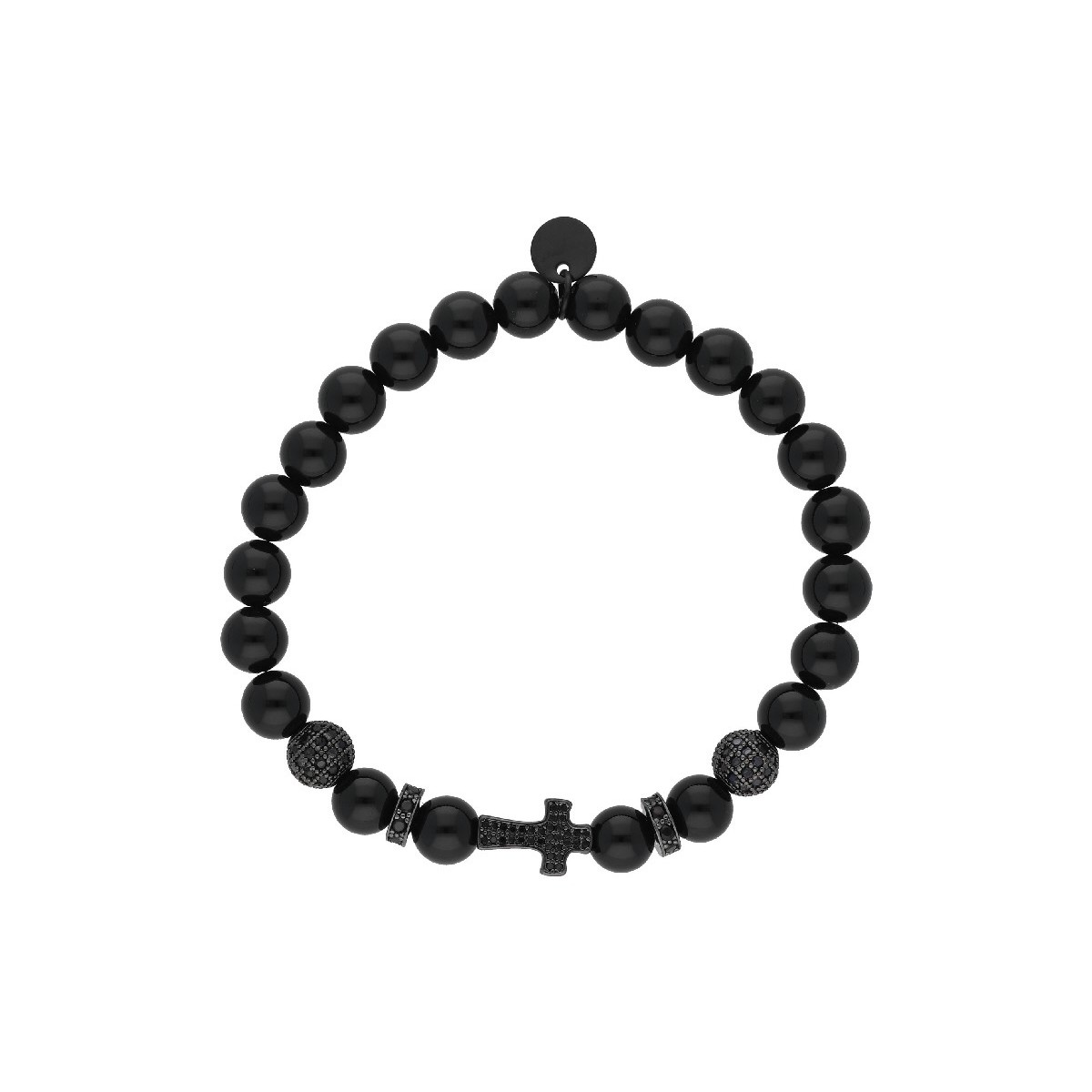 Pulsera cruz acero y piedras naturales - RB132BR