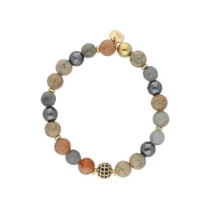 Pulsera acero y piedras naturales 8mm - SHA118