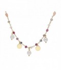 Collar plata, piedras y perlas - LAF6304CL-D