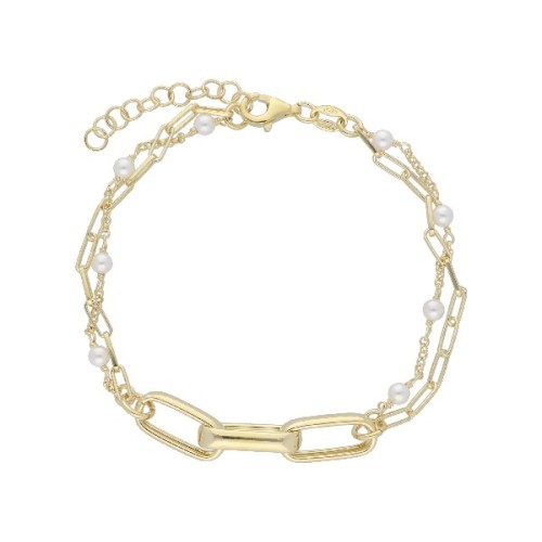 Pulsera plata y perlas - LAF6308BR-D